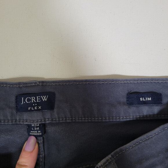 J Crew Flex Re-Imagined Jeans Size 34x33 Gray Slim Fit Tapered Legs Cotton Blend - Picture 4 of 10